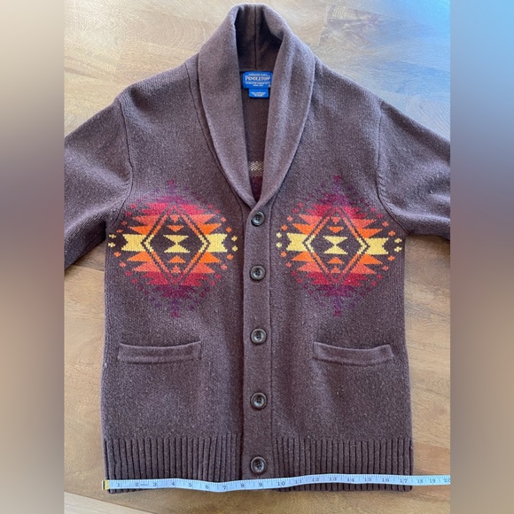 Pendleton Wool Board Shirt Brown Plaid Loop Collar Flap Pockets Men's Small - Picture 3 of 7